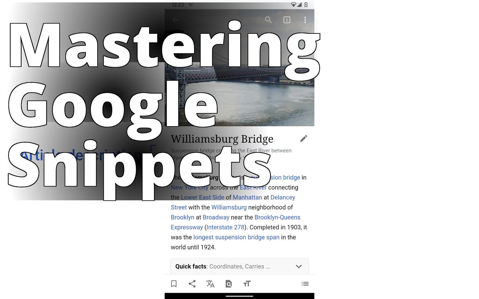 Article descriptions on Android - a screenshot of a bridge with the words'art description '