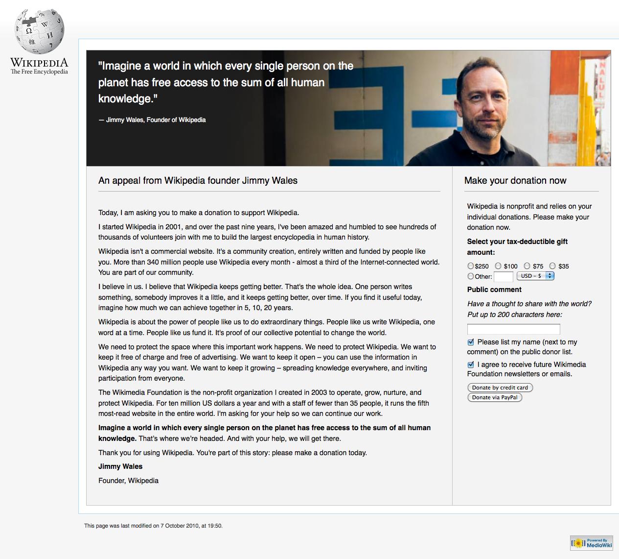 File:2010 Fundraising Landing Page A.png - a screenshote of a man with a beard and mustache